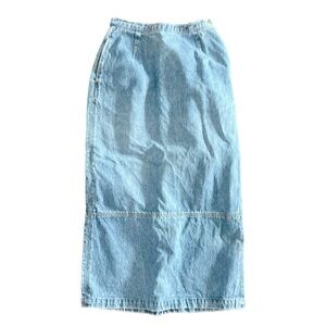 Vintage 90s Calvin Klein Denim Midi Skirt USA Made Sz 6 High Waist Light Wash